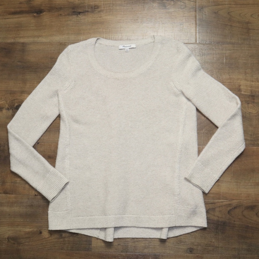 Madewell Riverside Sweater Beige Oatmeal Crewneck Textured Style F3447, size xxs